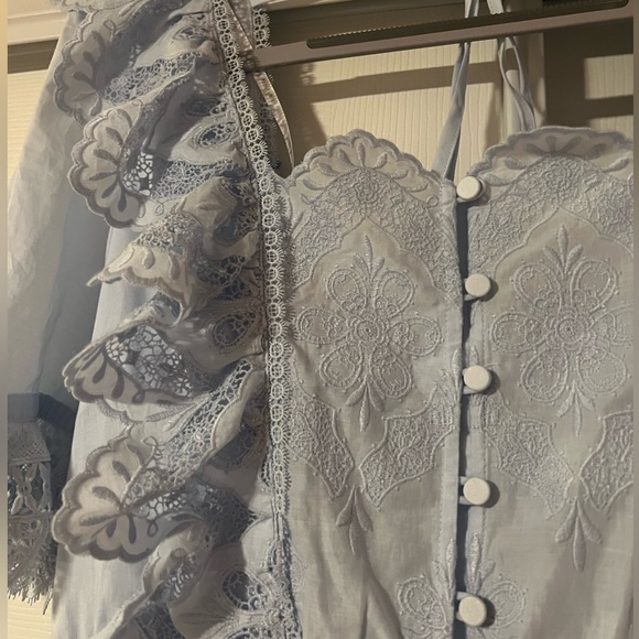 SELF-PORTRAIT 
Broderie Anglaise Cotton Midi Dress - Blue size 4 - Picture 7 of 12